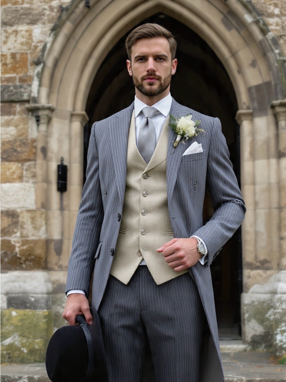 Yves Saint Laurent Grey Pinstripe Morning Jacket